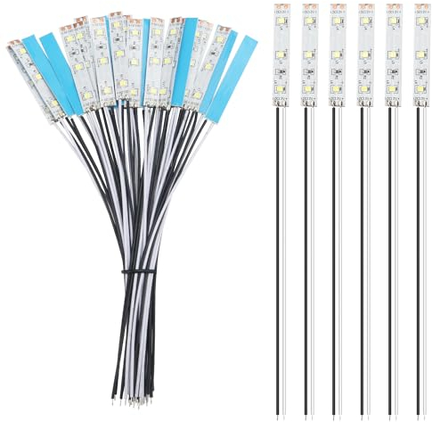 YIXISI 25 Stücke 50mm VorDrahtete LED Streifen, 2335 SMD LED, 12-18V LED Streifen, Modellbau Led Beleuchtung, Weiß