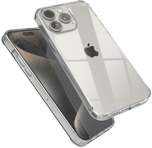 EAZY CASE Premium Crystal TPU Hülle kompatibel mit iPhone 15 Pro Max Silikon mit Kameraschutz, Slimcover, Handyhülle, Silikonhülle, Backcover, Durchsichtig, Klar/Transparent