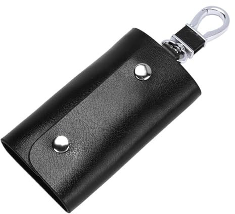 LTLSZRN Portachiavi Raccoglitore Chiave multifunzione,Borse universali per auto portachiavi per uomo donna,portafoglio portachiavi in Pelle,con 6 Ganci,Impermeabile (nero)