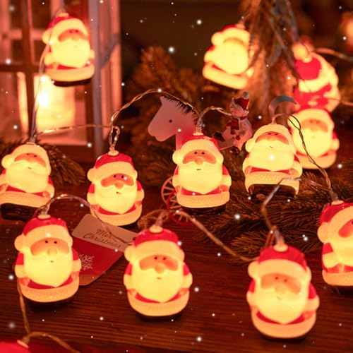 ACAREY Weihnachtsdeko Lichterkette, Schneemann Weihnachtskugeln Lichter mit 10 LEDs, Christbaumkugeln Lichterkette für Christbaumschmuck, Weihnachtsfeier, Weihnachtsdeko Fenster (Weihnachtsmann)