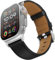 UUPWPOKT Compatible con Apple Watch Ultra 2/1 Band de 49 mm, 46 mm, 45 mm, 44 mm, 42 mm, correa de piel auténtica para iWatch Series 10, 9, 8, 7, 6, 5, 4, 3, 2, 1, SE, negro/plateado