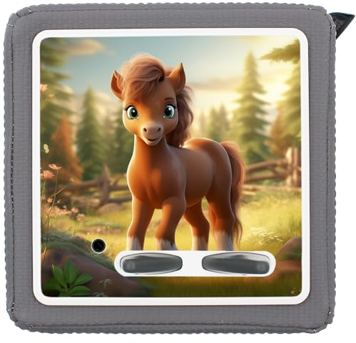 yabaduu Schutzfolie Süße Tiere kompatibel mit Toniebox Lauscher Station Aufkleber personalisierbar Zubehör für Kinder Spielzeug passgenau selbstklebend Y031 (Nr. 62 Pferd, Ohne Wunschname)