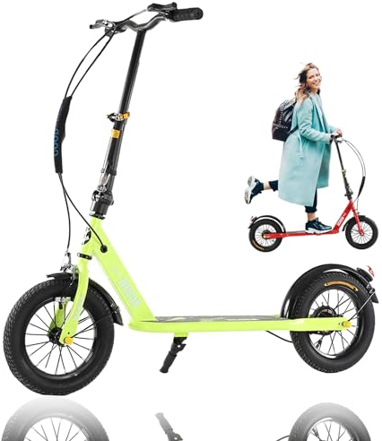 GHBXJX City Roller 26mm Big Wheel Scooter Kinderroller Scooter Tretroller Cityroller Kinder Roller Kickboard Luftreifen New Gen, Höhenverstellbar Stylisher für Kinder und Jugendliche,Grün
