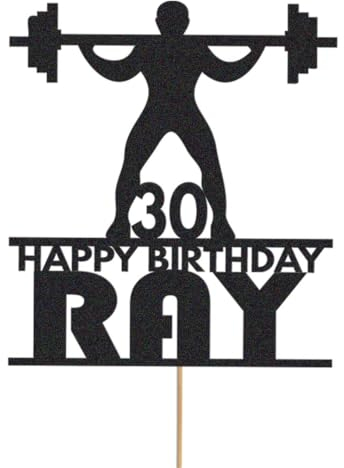 Personalised Weightlifter Cake Topper Custom Powerlifter Gym Weights Muscles Personal Trainer Birthday Cake Decoration