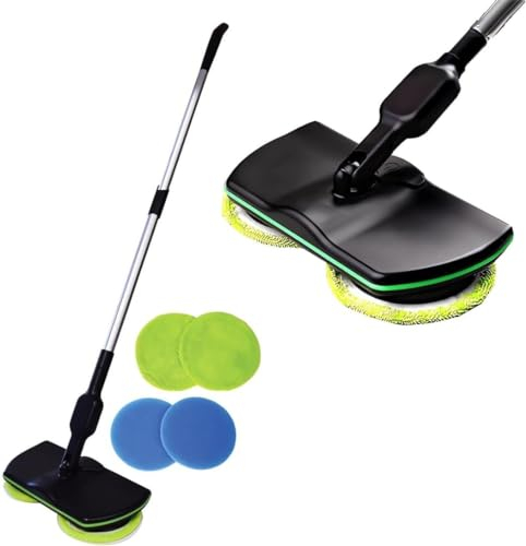 BOBVB Mocio elettronico Senza Fili, Pulitore Rotante per mocio, Spazzatrice Ricaricabile Tergicristallo Portatile a Vapore con Batteria Ricaricabile, Mocio Elettrico 3 in 1