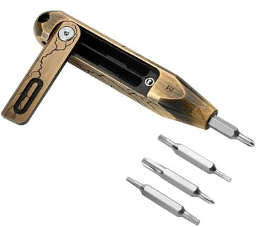 OKNIFE Otacle D1 Cracked Brass Small EDC Multi Bit Pocket Screwdriver, 8 in 1 Mini Precision Screwdriver Set, S2 Steel Magnetic Bits for Work or Daily Use