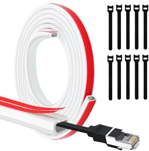 2.5 Meter Canaleta Cables Pared Adhesivo, 15mmx 10mm Protector de Cables, Autoadhesiva Canaletas para Cables, Proteger un Cable en el Suelo, Blanco