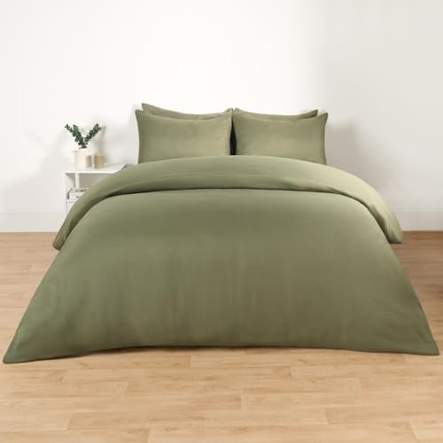 Brentfords Super King Bedding Duvet Set, Duvet Cover Bed Set with Pillowcases Microfibre Super King Duvet Cover Bedroom Decor Luxury Super Soft Quilt Covers, Green