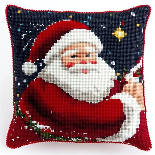 kitphoenix Stickset,Kissenbezug,DIY Kreuzstichkissen,Stickset Anfänger Weihnachten DIY Bastelset Vorgezeichnet Erwachsene zum Sticken mit Stickvorlage & Sticknadel und Stickgarn 40x40cm