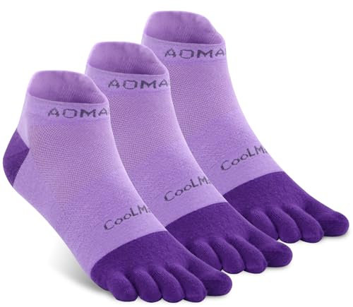 likloks Calze a Cinque Dita per Uomo e Donna - Calze Atletiche Separazione Dita per Corsa alla Caviglia, Viola (3 Paia) - Piccole