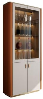 OGOODLE Barschränke für Zuhause Weinschrank, modernes Zuhause, Wandmontage, Wohnzimmer-Vitrine, kleine Wohnung, Glastür-Aufbewahrungsschrank Spirituosenschrank(A)
