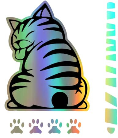 NHPY NHP Autoaufkleber katze,Auto Scheibenwischer Aufkleber,Cartoon Lustige Katze bewegen Schwanz Aufkleber,Katze Auto Aufkleber,Reflektierende Auto-Scheibenwischer Abziehbild-Auto-Styling