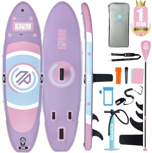 Niphean Tavola SUP Gonfiabile Adulti, SUP Gonfiabile da 305 cm con ala Balanced per Principianti E Accessori Resistenti, Stand up Paddle Gonfiabile per Adulti, Paddle Board Multifunzione per Yoga