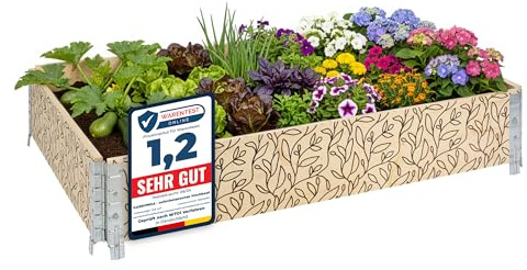 Garronda Holzaufsatzrahmen mit Print - Hochbeete für Pflanzen Blumen Kräuter Obst und Gemüse Aufbewahrungskiste aus Holz mit dekorativem Druck GD-0075 (120x80x20 cm, Blatt, 1St)