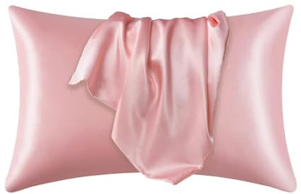 XFZJCHAP Taie d'oreiller Taie d'oreiller 100% Soie Satin Soyeux Cheveux Beauté Taie d'oreiller Taie d'oreiller Confortable Décor À La Maison Taie d'oreiller en Soie (Couleur : Rose, Taille
