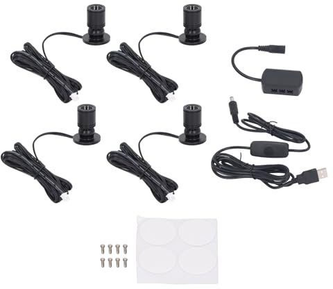 Yosoo Health Gear Mini LED Strahler, 4 Stück 5V USB Dimmbar, für Ausstellungsregale, Unterputz Strahler für Schmuck Vitrine (Kaltweiß)