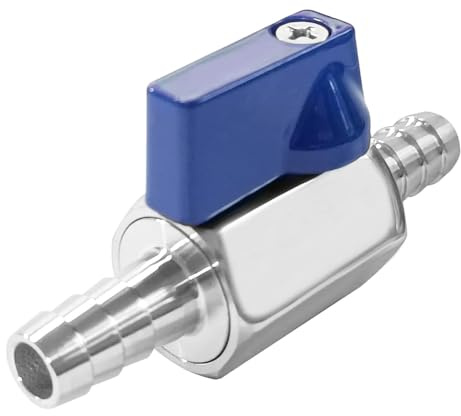 Kugelhahn mit Widerhaken, Mini Absperrventil Schlauchtülle Edelstahl Pagodengelenk für Wasser, Gas und Kraftstoff [10mm]