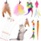 YFLeomry Katzenspielzeug Angel 12 Stück mit 6 STK Versenkbare Katzenangel Stabil und 6 STK Katzenspielzeug Feder mit Glocken ，Katzen Angel für Kätzchen und Katzen，Interaktives Cat Toy