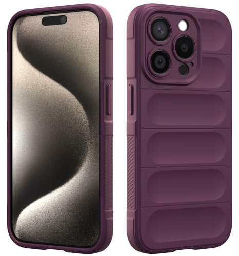 Custodia Compatibile con 15 Pro Max, Silicone Custodia per Tutto il Corpo, Copertura Antiurto con Fotocamera Protettivo, Cover Morbida al Tatto - Viola Scuro