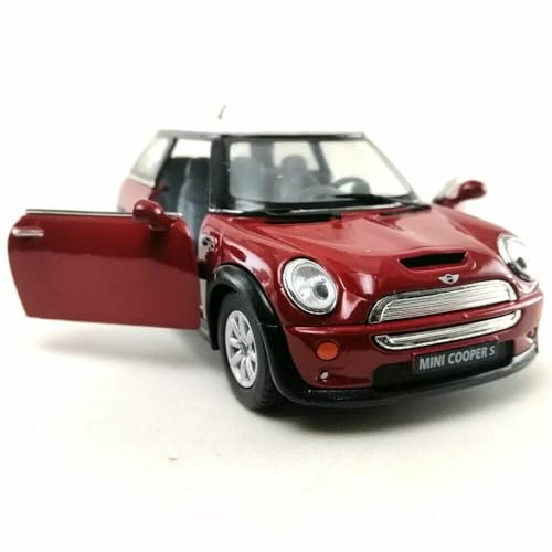 Easy Toys Modellauto kompatibel mit Kinsmart Mini Cooper S - Maßstabsgetreues Spielzeugauto mit zu öffnenden Türen - Automodellierung (Rot)