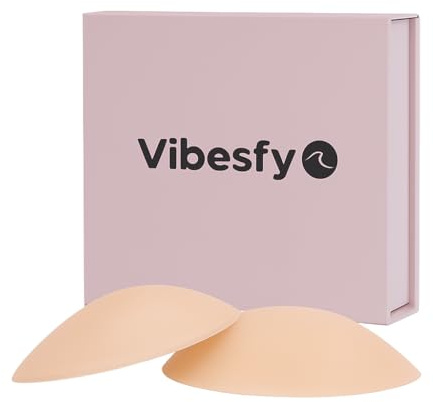 Vibesfy Pezoneras sin Adhesivo – Silicona Médica – Invisibles Bajo Ropa – Cubre Pezones sin Pegamento – Nipple Covers Hipoalergénicas – para Vestidos, Tops y Ropa sin Sujetador – 1 Par Nude
