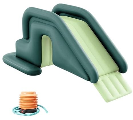 Toboggan Gonflable pour Piscine pour, Toboggan Aquatique avec Pompe À Pied Gonflable, Base Remplissable d'eau, pour Piscines Hors Sol Et Enterrées, 200 X 80 X 85 Cm