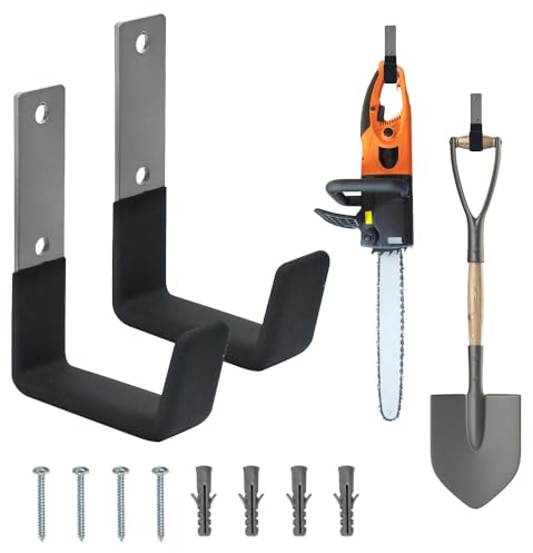 Zithgen 2Pz Ganci di montaggio a parete, Gancio in Ferro da Muro da Parete a J per Garage Gancio da Guardaroba Resistenti Ganci per attrezzi da giardino da Pareta per Cucina Bagno