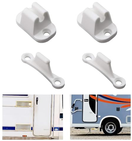 2 Pezzi Fermaporta Robusto per Camper e Roulotte, Serratura Porte di Camper e Caravan, Serratura Bianca per Vano
