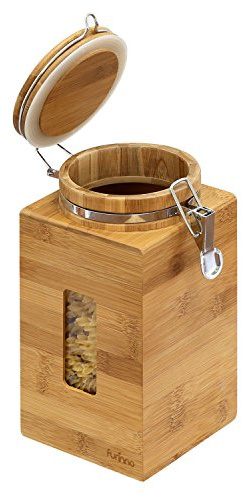 Furinno DaPur Bamboo Tight Canister, FK8960, Wood, Natural, tall