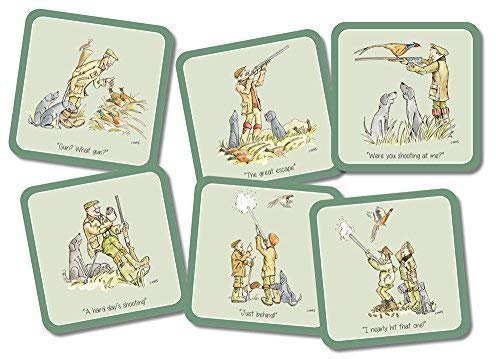 Farm Cottage Brands Set of 6 The Shooting Day coasters each with a different picture - great shooting present (we also sell the sets of table mats and serving mats to go with this) (AC23)
