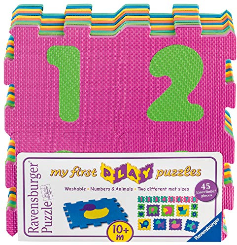 Ravensburger Kinderpuzzle - 06985 Zahlen und Tiere - Schaumstoff-Puzzle für Kinder ab 10 Monaten, mit 45 Teilen