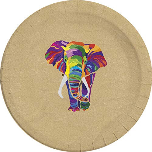 Procos 10067695 90604 - Teller, Elephant, 23cm, 8 Stück, kompostierbar, Geschirr, Elefant, Geburtstag, Mottoparty