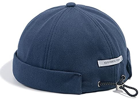 CLAPE Berretto Portuale Retro Docker cap Brimless Hat Berretto Docker da Motociclista Berretto Uomo Cotone Senza Visiera Cappello da Marinaio, Blu Urbano Blue CT15