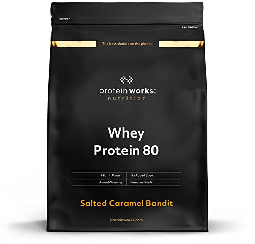 Protein Works - Whey Protein 80 Powder | Low Calorie Protein Shake | Whey Protein Shake | 14 Servings | Salted Caramel Bandit | 500g