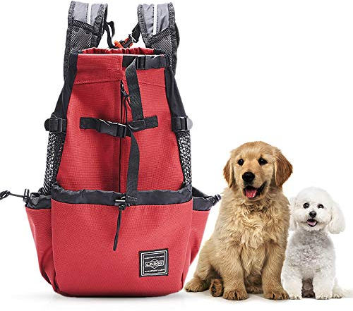 Woolala Leichter Haustier-Tragerucksack für kleine und mittelgroße Hunde, von Tierärzten zugelassen, sichere Tasche für Reisen, einfach mitzunehmen, platzsparend, Rot, Größe XL