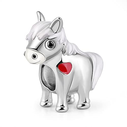 GNOCE Pferd 925 Sterling Silber Charm Bead künstlerisch talentiert Tierkreiszeichen Charm Anhänger Perle Bead Fit Armband/Halskette Schmuck Geschenk für Frauen Herren
