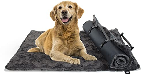 HS-Hundebett® Hundedecke Outdoor M (65x95 cm) wasserdichte Hundedecke waschbar – 3 cm Füllung – Ideal für Reisen und Zuhause – Anthrazit, Made in DE