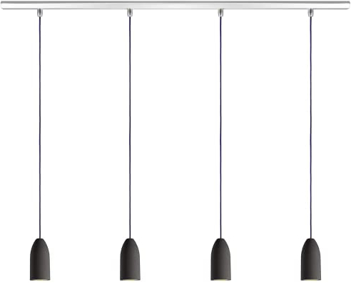 Buchenbusch urban design Deckenleuchte 4 flammig dark edition, Lampe Esstisch mit Textilkabel Violett, Schlafzimmerlampe hängend aus Beton