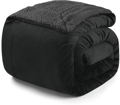 Blumtal Premium Sherpa Kuscheldecke flauschig - Wohndecke Kuscheldecke 230x270 cm - OEKO-TEX zertifizierte Fleecedecke 230x270 cm - Wohn- & Kuscheldecke - throw blanket - XXL Kuscheldecke - Schwarz