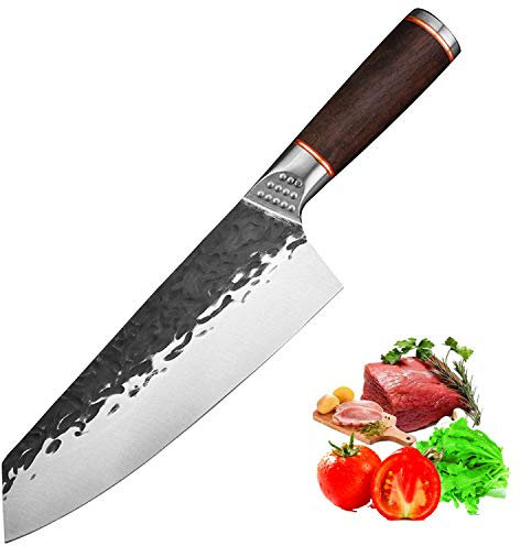 Couteau de chef professionnel 7 pouces couteau de cuisine forgé fabriqué à la main, couteau d'office allemand en acier inoxydable à haute teneur en carbone avec poignée ergonomique