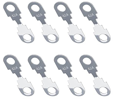 YINETTECH 8 Piezas 40A Tira de Fusibles Planos para Coche Accesorios de Aleación de Zinc en Tono Plateado Piezas de Repuesto para Coche Automotriz DC12V