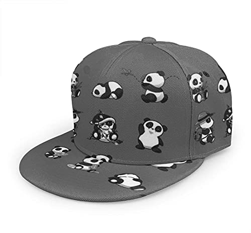 Oaieltj Unisex Baseball Cap Herren Damen Einstellbare Snapback Trucker Hat Mode Hip-Hop Baseball Cap, Niedliches Panda-Set, One size