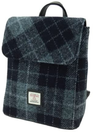 Glen Appin Harris Tweed Tummel Rucksack LB1213 in Schwarz/Grau kariert