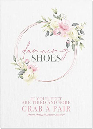 Pink Floral Dancing Shoes Wedding Sign for Flip Flops (FC7) (A4)