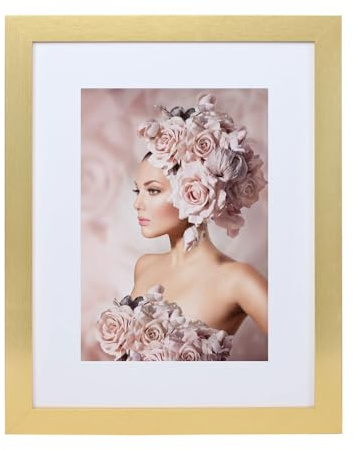 IDEAL TREND Bilderrahmen Holz Rahmen Plexi Acryl Collage Wanddeko Poster quadratisch S215: Farbe: Gold | Format: 29,7x42 A3