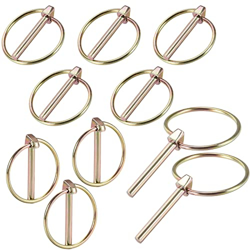 Klappsplinte Klappstecker, 10 Stück 4,5mm x 40mm Anhängerstifte Sortimentskit, Galvanisch Verzinkt Klappsplinte, für Traktoren, Anhänger, Lastwagen, Rasenmäher(Gold)