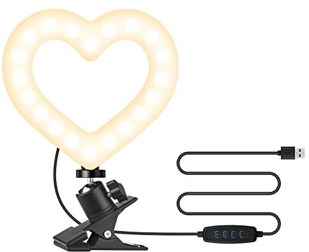 Andoer 6 Zoll RGB Video Light in Herzform LED Fill Light Clip-on Laptop Conference Light Dimmable Stromversorgung über USB für Live-Streaming Online-Video Selfie Make-up Vlog