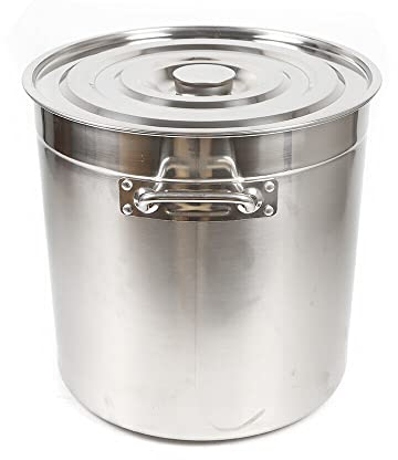 Olla de cocina de acero inoxidable con tapa, 360 mm de diámetro, 350 mm de altura, 35 litros, para todo tipo de cocinas y cocinas grandes, juego de ollas gastronómicas