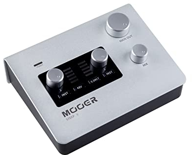 MOOER SteepⅡ Multi-Plattform-Audio-Interface für professionelle Aufnahme, MIDI in/out Stero Soud mit 24 Bit/192 kHz Audio-Ports, unterstützt professionelle App-Software