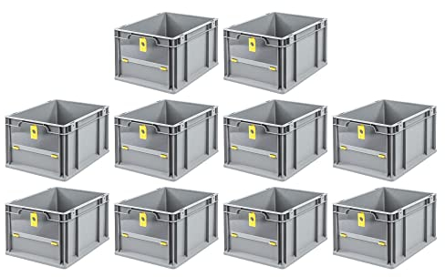 SparSet 10x Eurobox NextGen Insight Cover | HxBxT 22x30x40 | 20 Liter | Niedrig/Gelb | Eurobehälter, Transportbox, Transportbehälter, Stapelbehälter